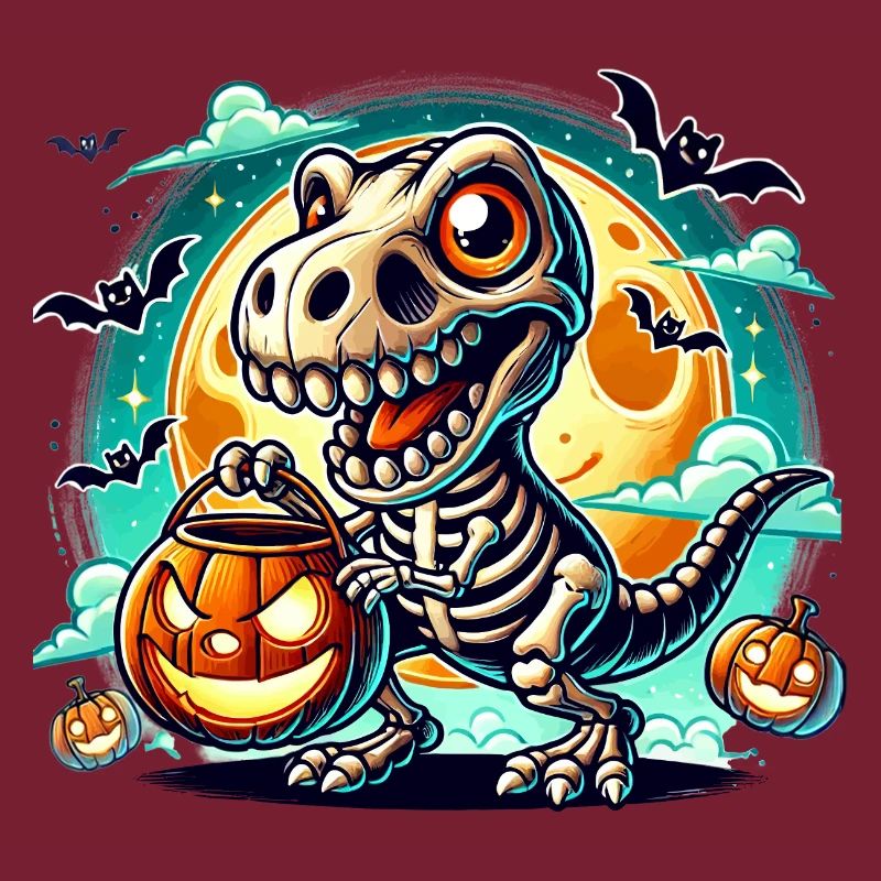 Süßer Dino Skelett Halloween Kürbislaterne