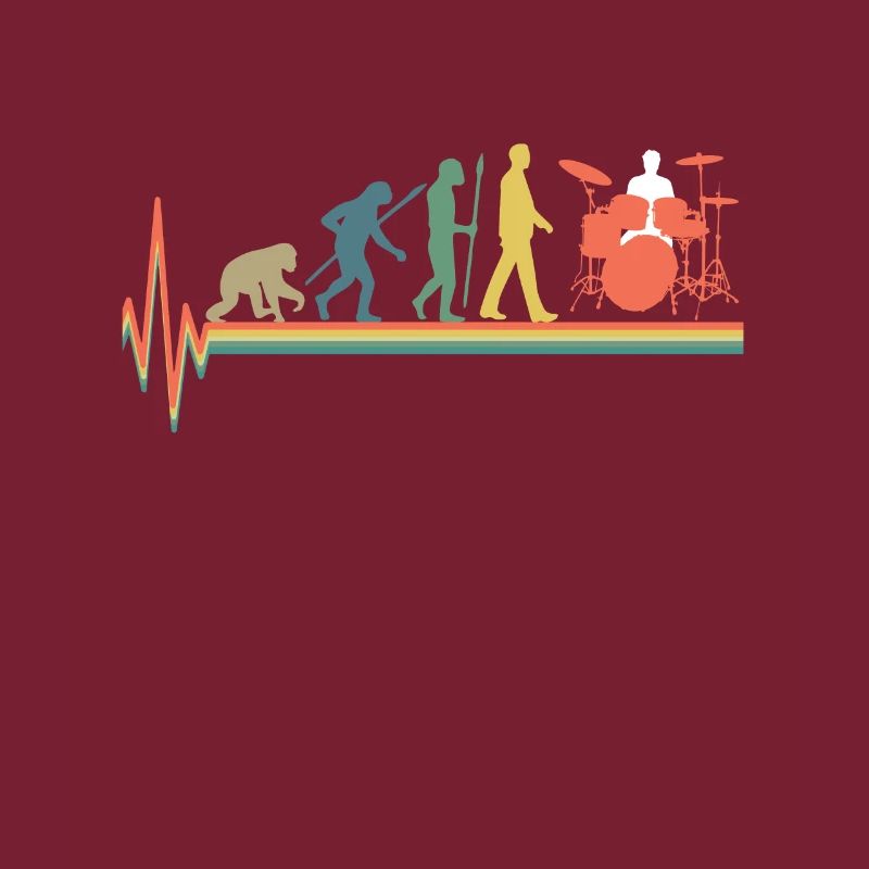 Evolution Drummer Schlagzeug Retro Bunt