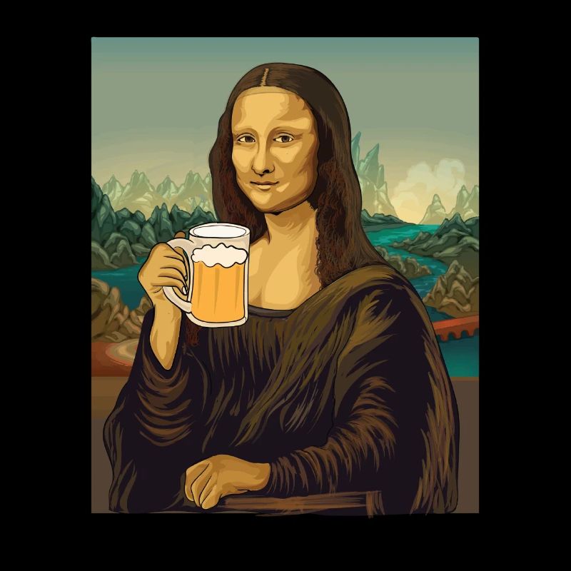 Mona Lisa avec pichet à bière Leonardo Da Vinci alcool