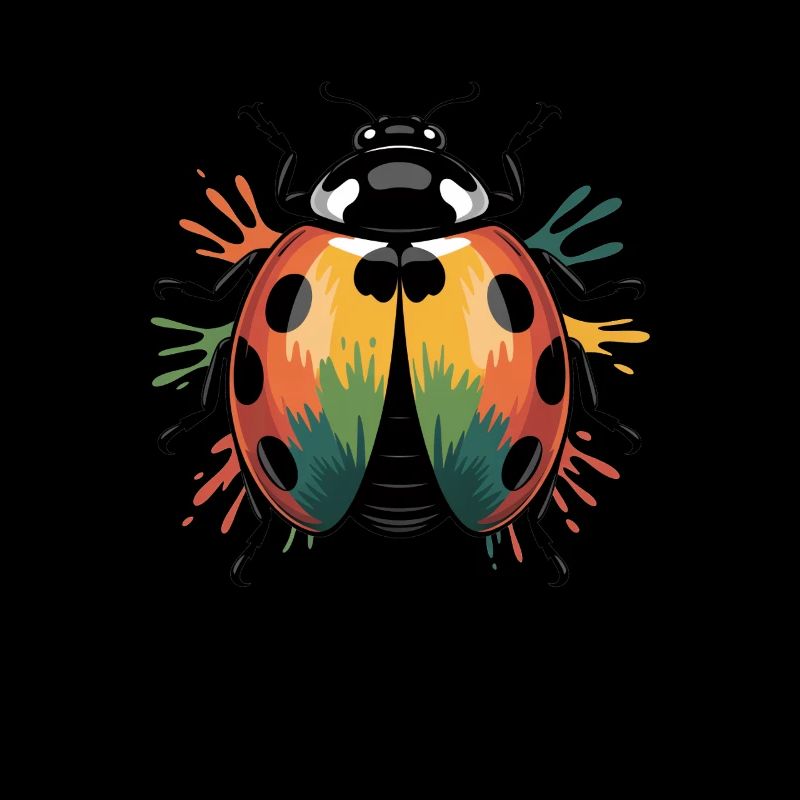 Coccinelle colorée avec explosion de couleurs
