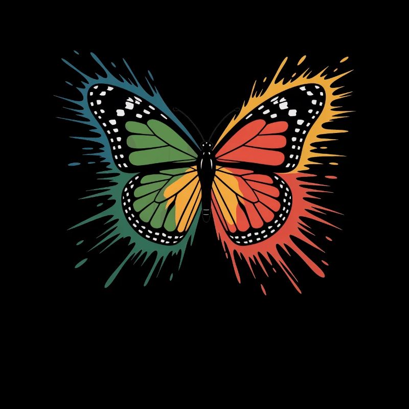 Papillon coloré avec explosion de couleurs