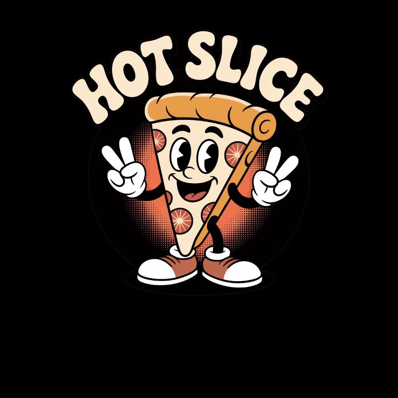 Hot Slice Pizza Retro Cartoon