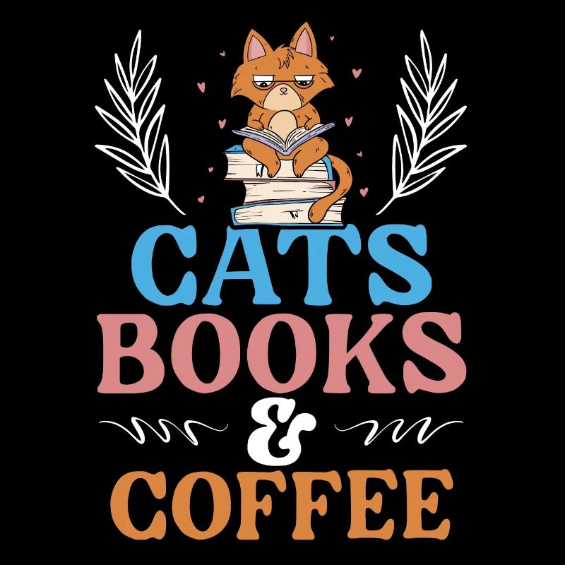 Katzen Bücher und Kaffeetrinker Bookaholic Bücherwurm
