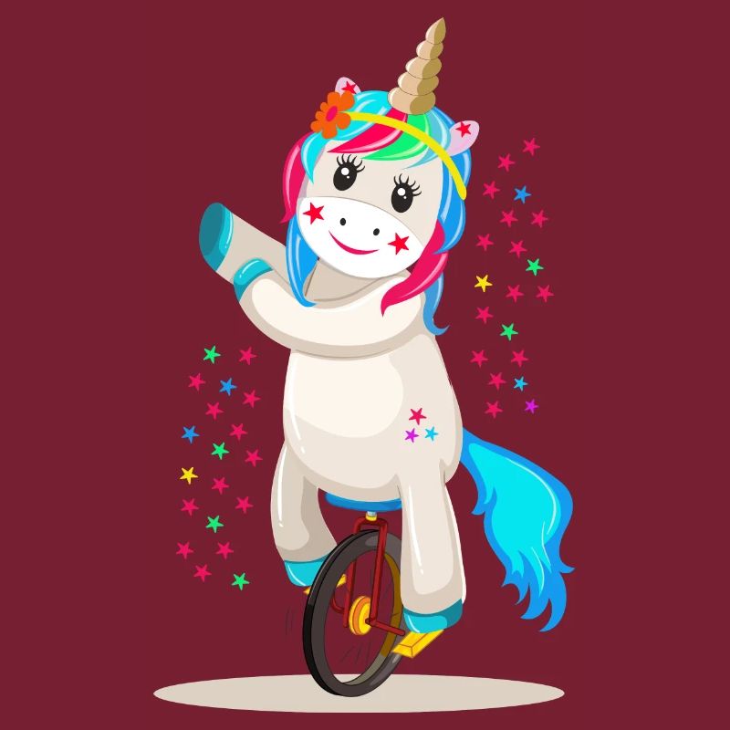 Einhorn Unicorn auf einem Einrad