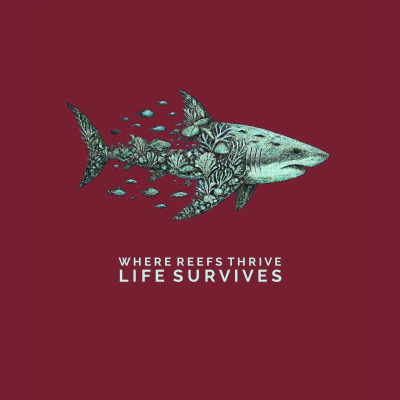 Shark with coral reef pattern
