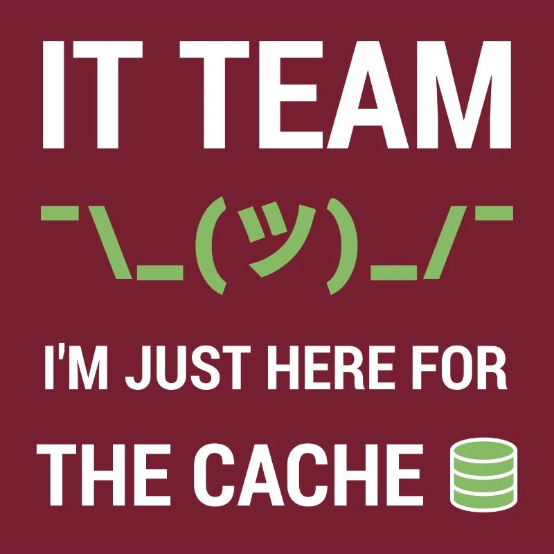 IT-Support Tech-Team Wortspiel Just Here For Cache
