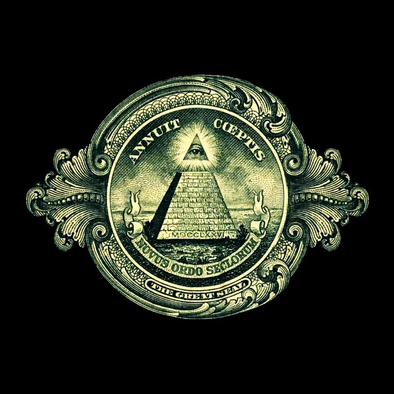 All seeing eye, pyramid, dollar, freemason, god
