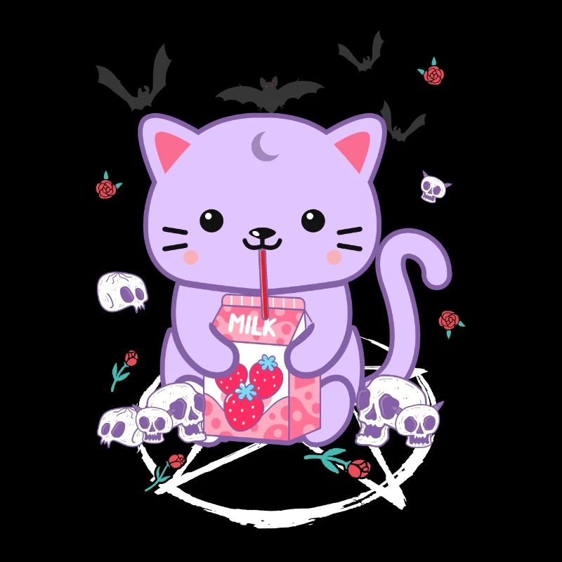 Katze Erdbeermilch Goth-Katze Goth Geschenk