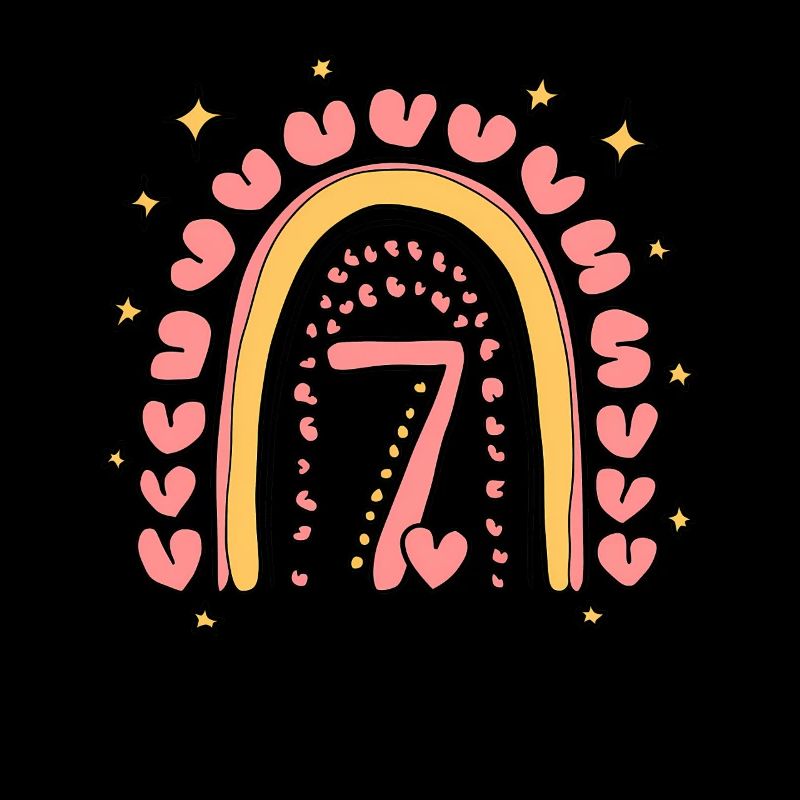 Süßes 7. Geburtstag Herz & Regenbogen Design