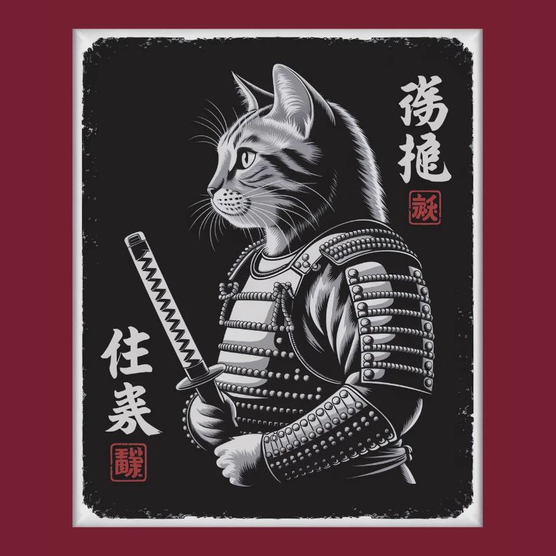 Katzen Samurai Im Japanischen Ukiyo-e