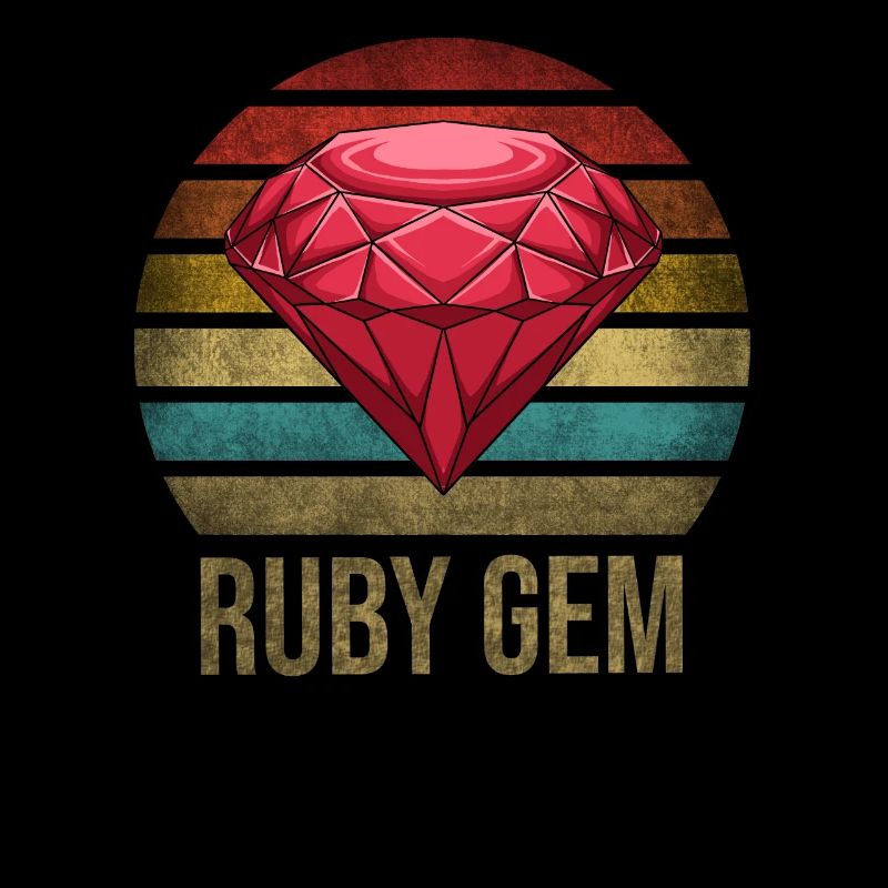 Ruby Gemstone Retro Sunset