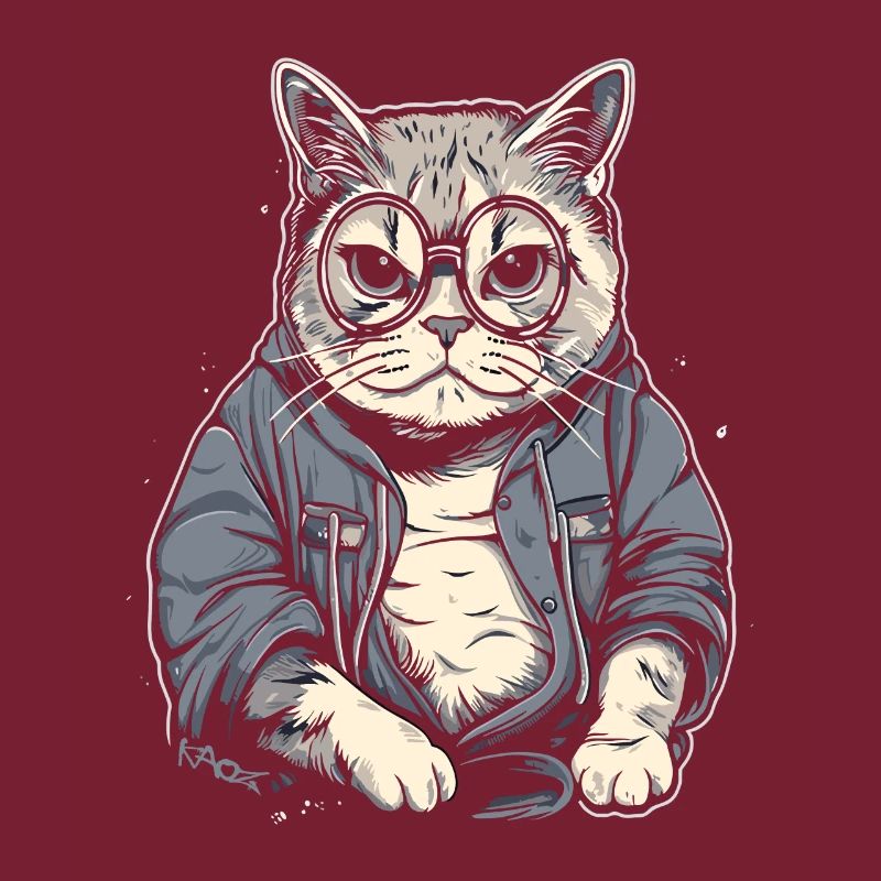 Ältere, intelligente Oma oder Opa Katze mit Brille