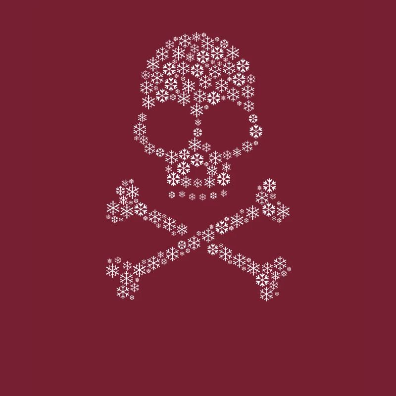 Snowflakes Word cloud in skull danger form (White