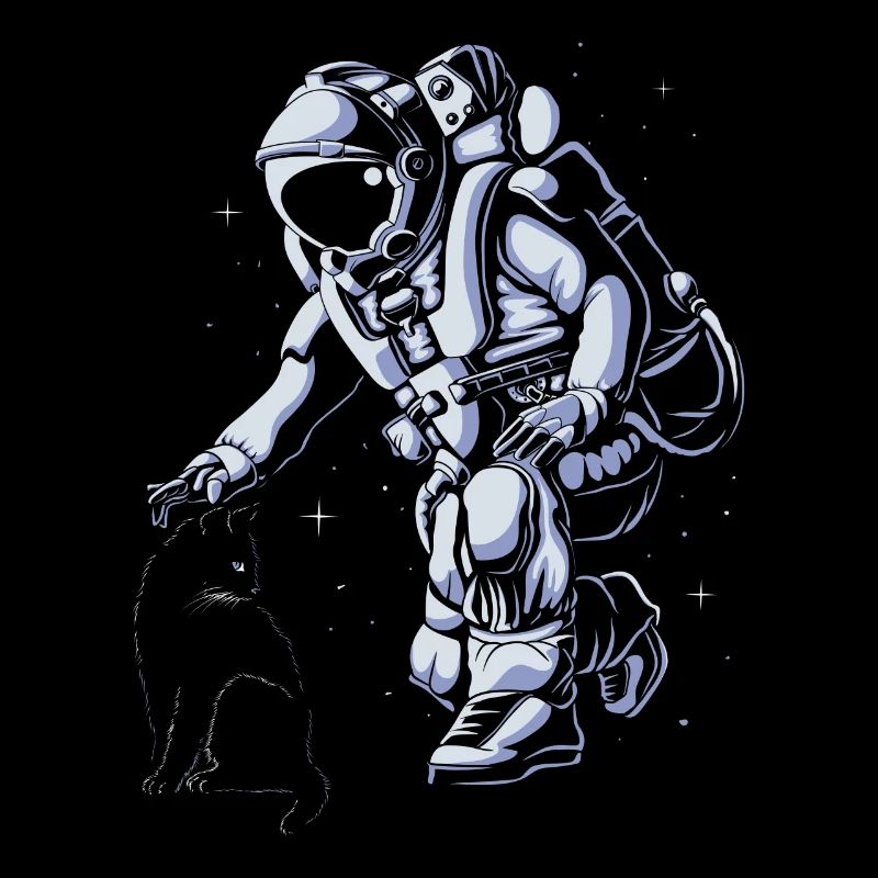 L’astronaute caresse un chat dans l’espace