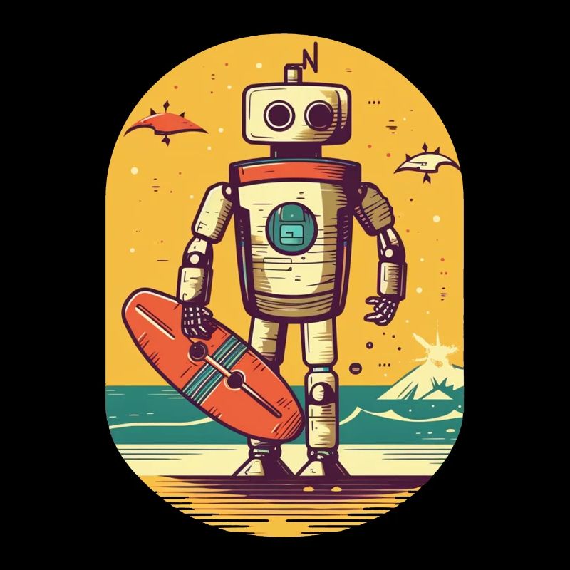 Robotor mit Surfbrett