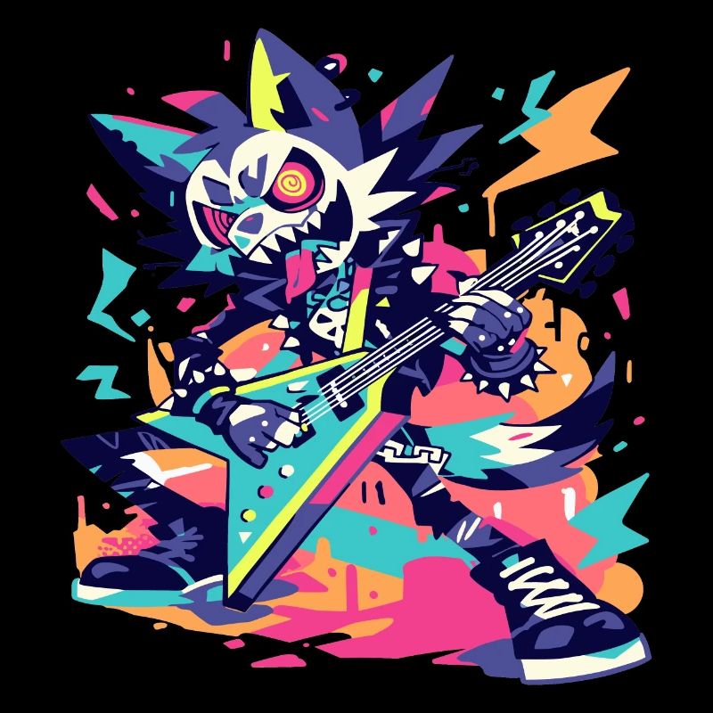 Aggressive skeleton playing pop style guitar