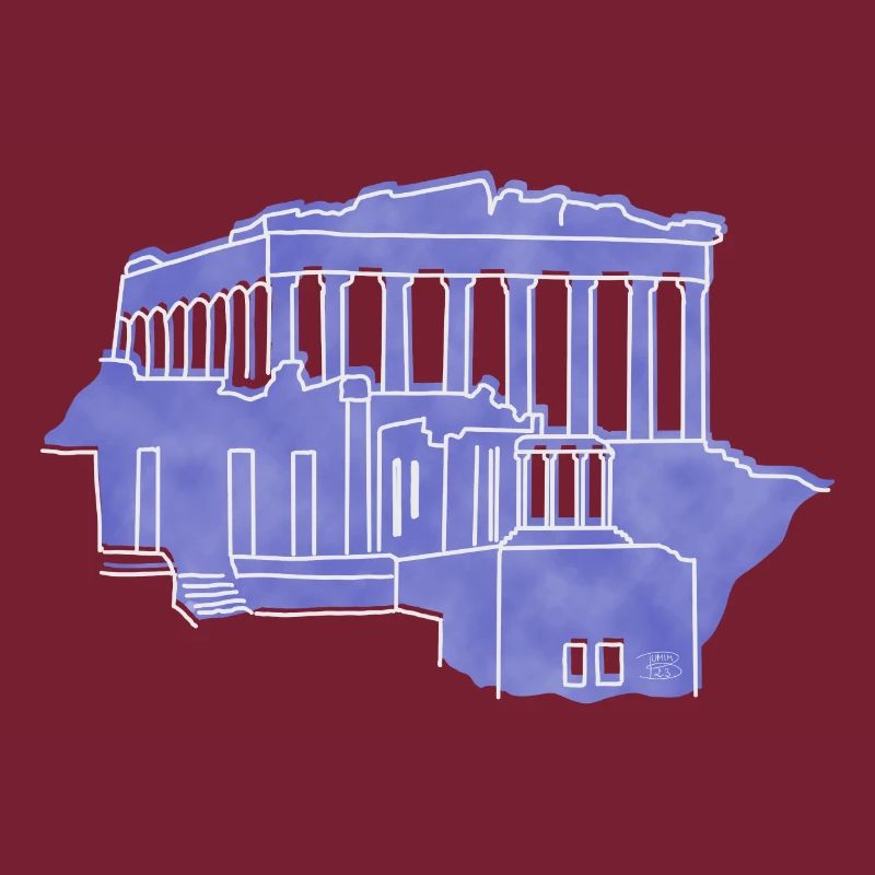 "Acropolis", boho line art design, series "Greece"