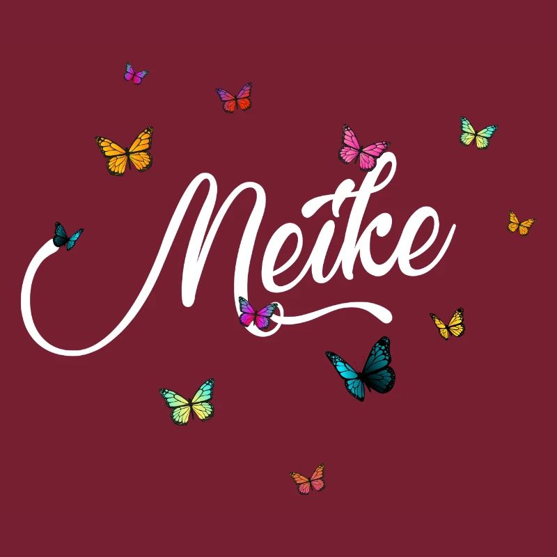 MEIKE - Mädchen Name mit bunten Schmetterlingen