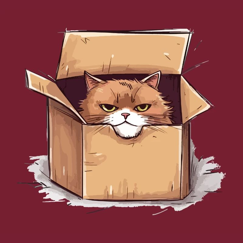 Cat grumpy grumpy grumpy sits in the box