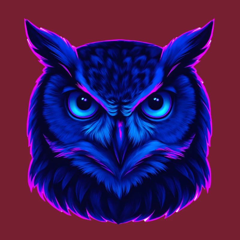 Neonblaue Eule mit intensivem Blick