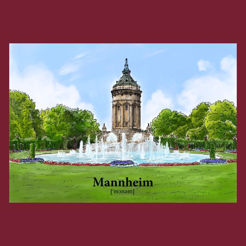 Wasserturm Mannheim Aquarell