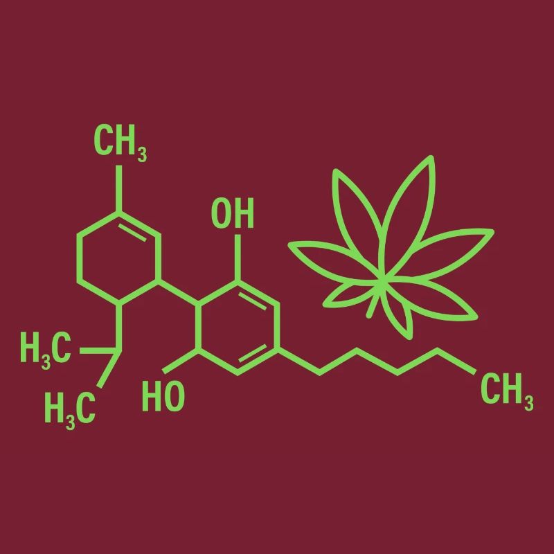 THC-Formel mit Cannabisblättern