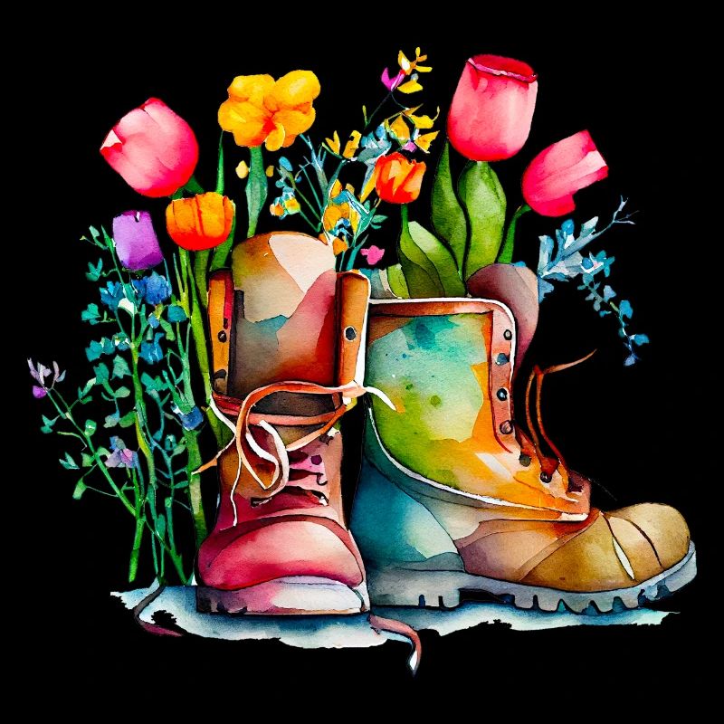 Gartenstiefel mit Blumen, Gartenfreude, Gärtner