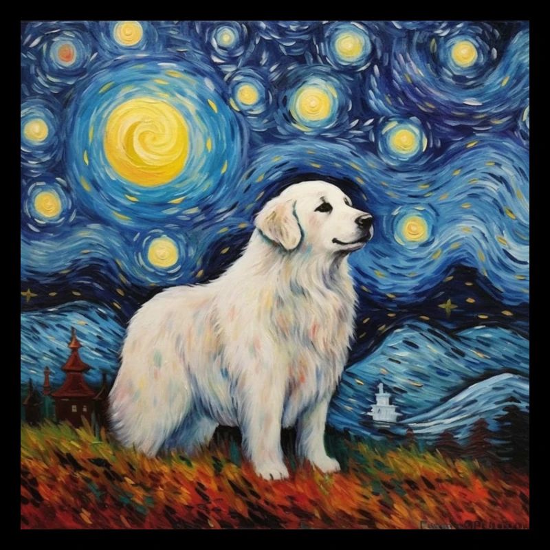 Pyrenean Mountain Dog Starry Night
