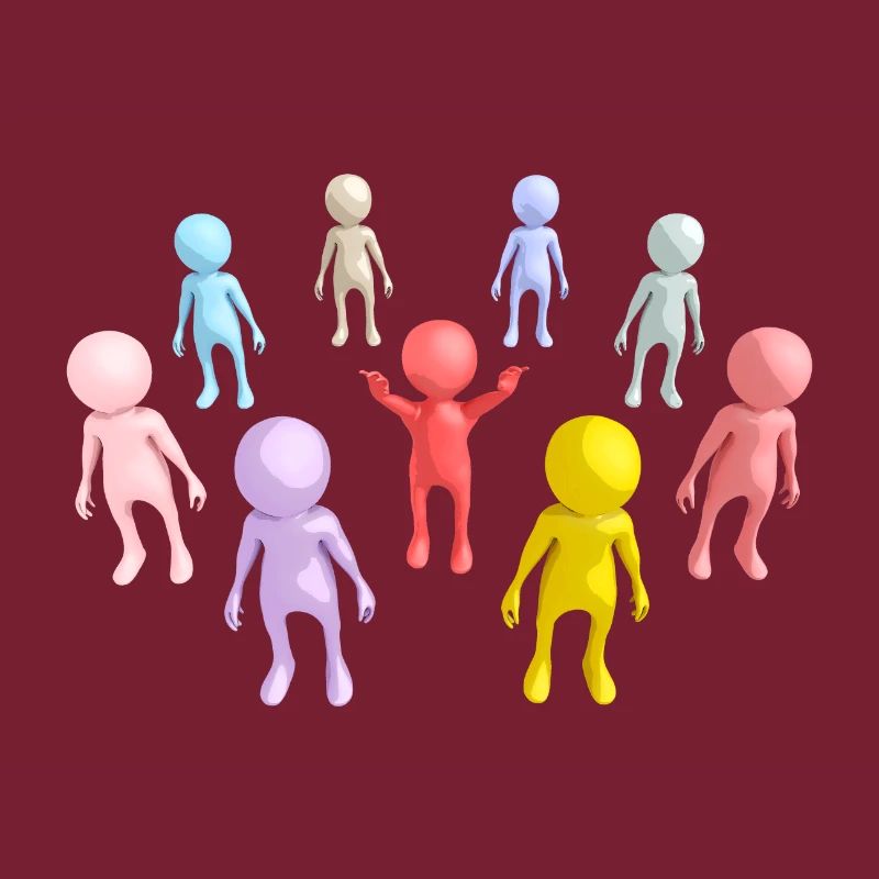Group with 3D figures