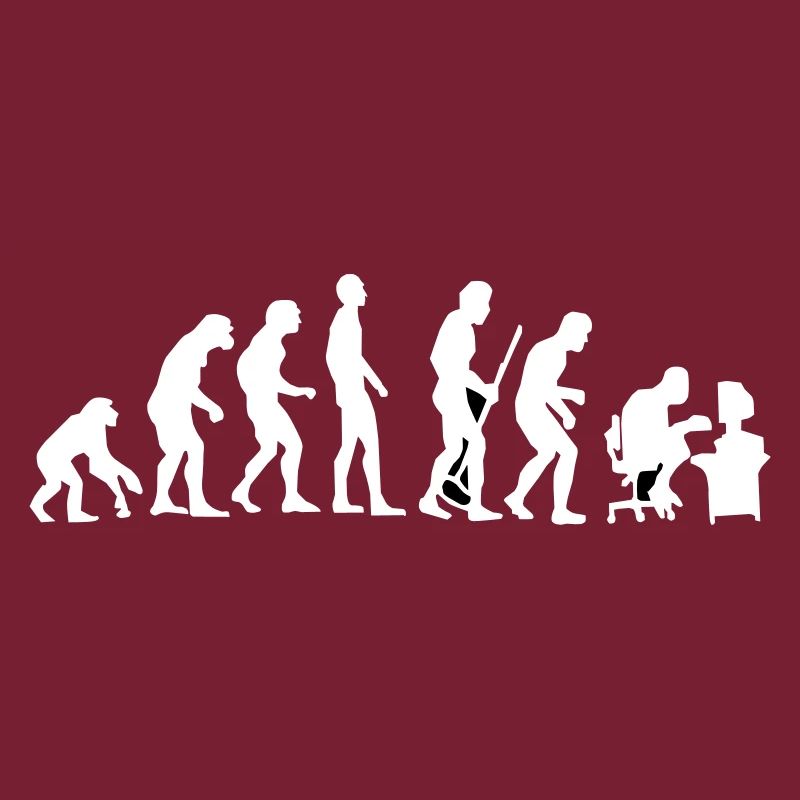 Evolution monkey to human crooked back Pc nerd