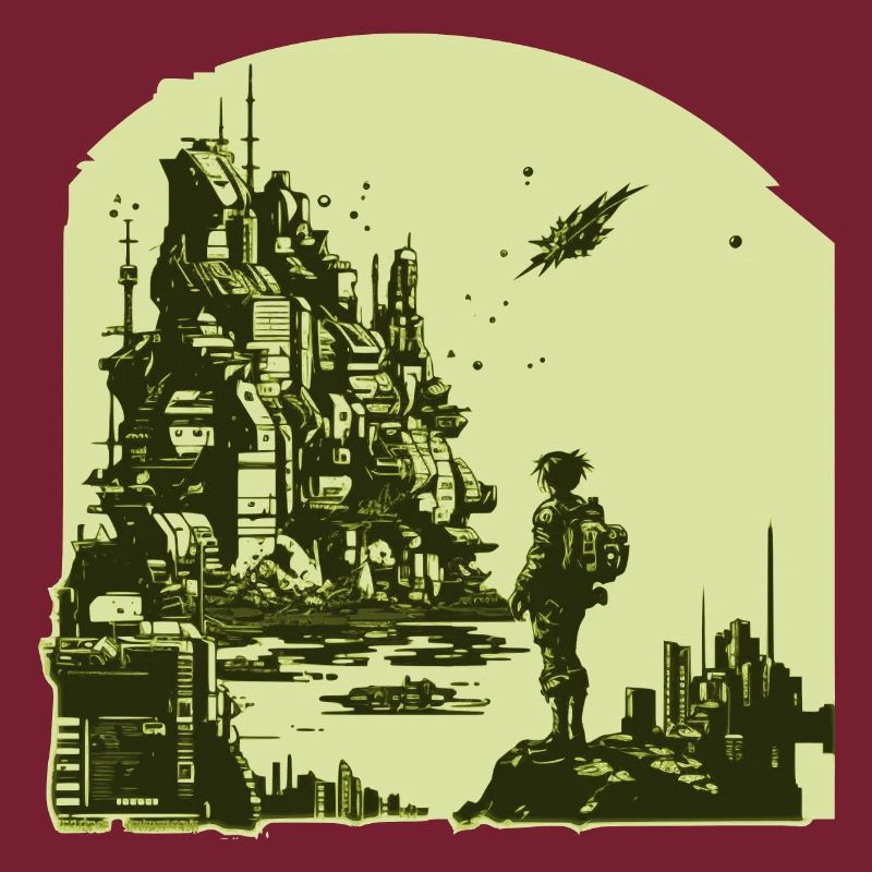 Bande dessinée de science-fiction dans un style rétro 8 bits