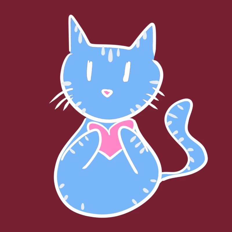 blaue Katze Symbol cartoon herz