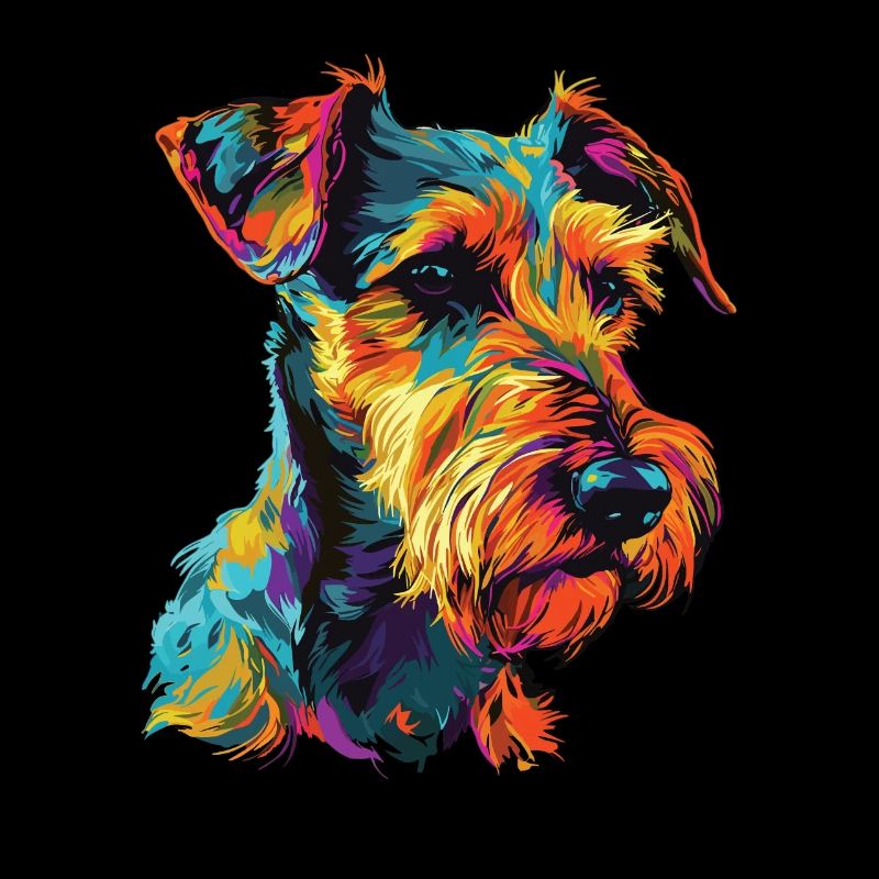 Aquarelle colorée Airedale Terrier