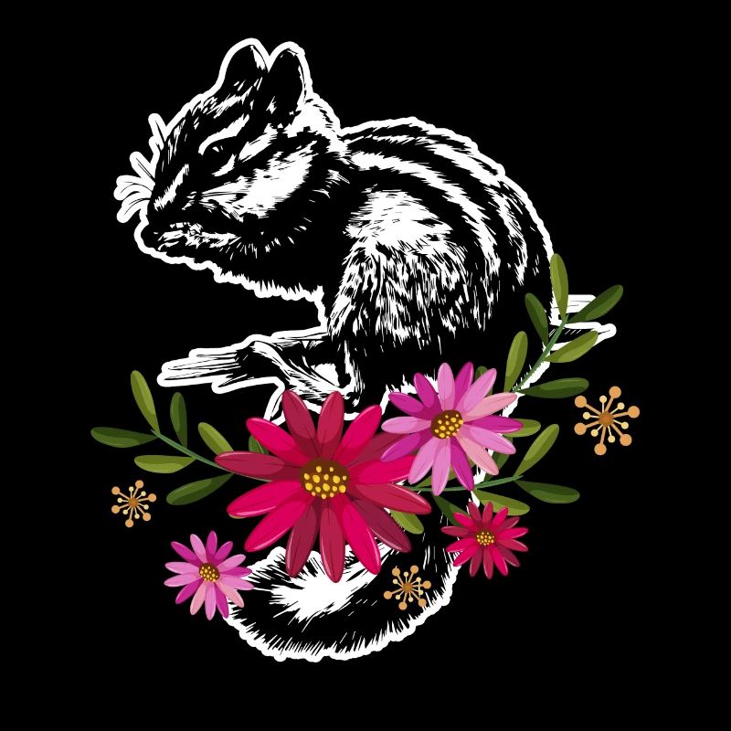 Tamia avec des fleurs