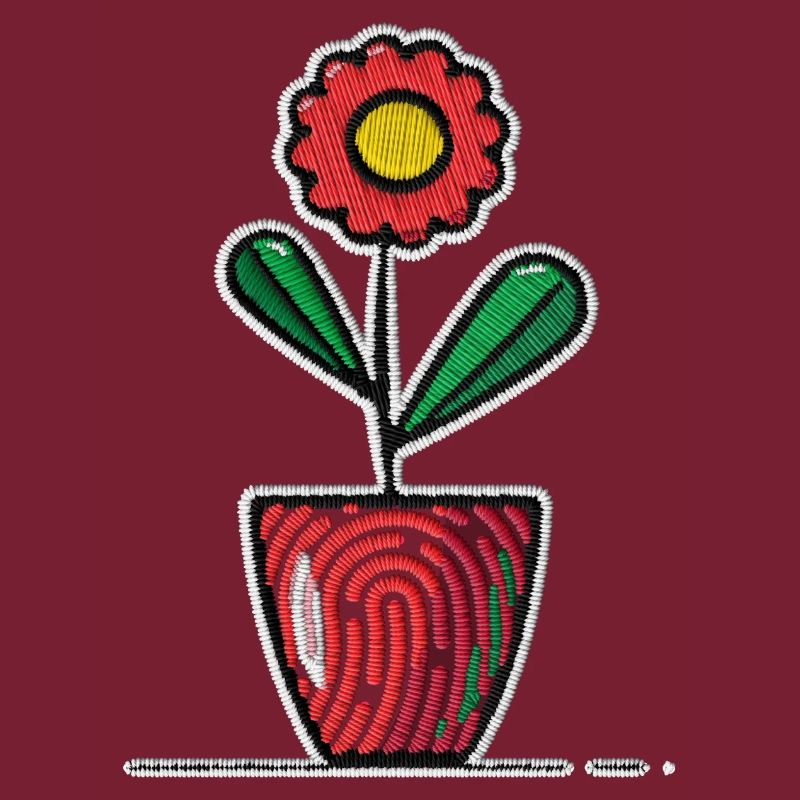 Fleur dans un pot comme motif de broderie
