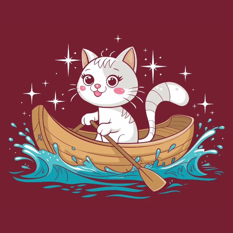 Ein Katzenboot, das Paddelboot fährt