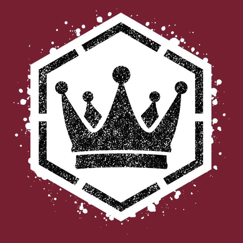 Sponge stencil Crown inside octagon