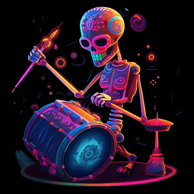Skeleton Drummer Music Drums