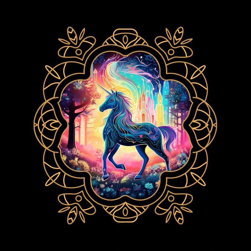 Unicorn beautifully decorated in a frame