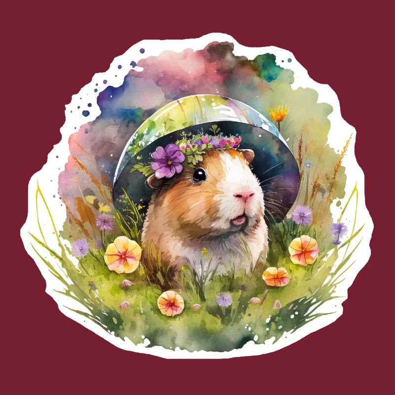 Cochons d’Inde dans une prairie fleurie