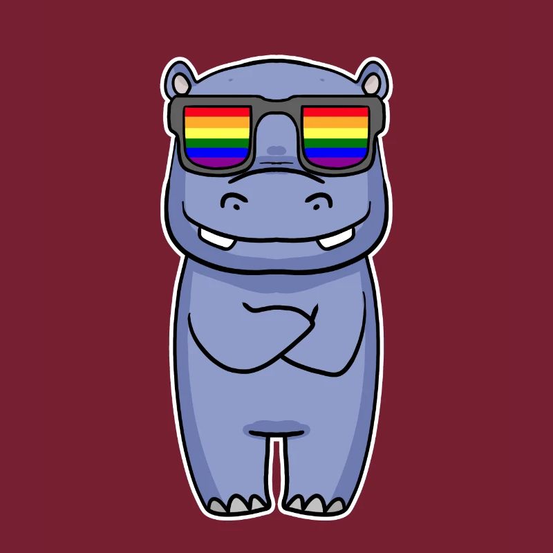 Regenbogen - Nilpferd mit Brille