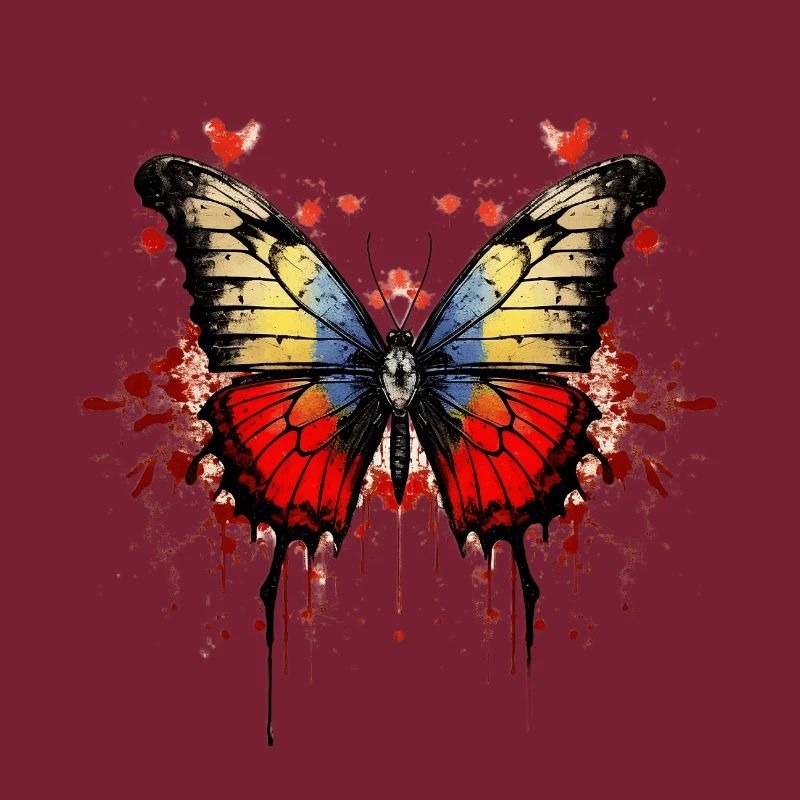 Papillon coloré avec motif d’éclaboussures de sang