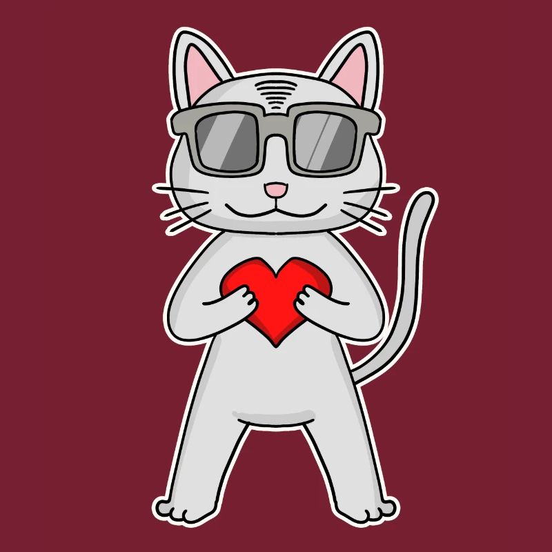 Chat avec coeur et lunettes - Devon Rex