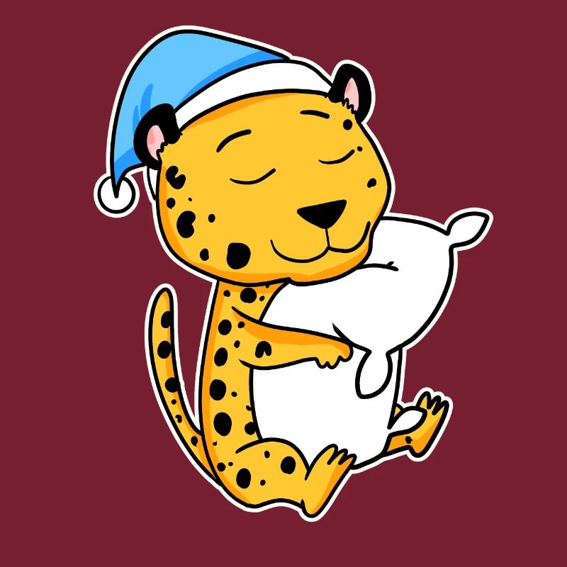 Guépard avec oreiller et bonnet de nuit
