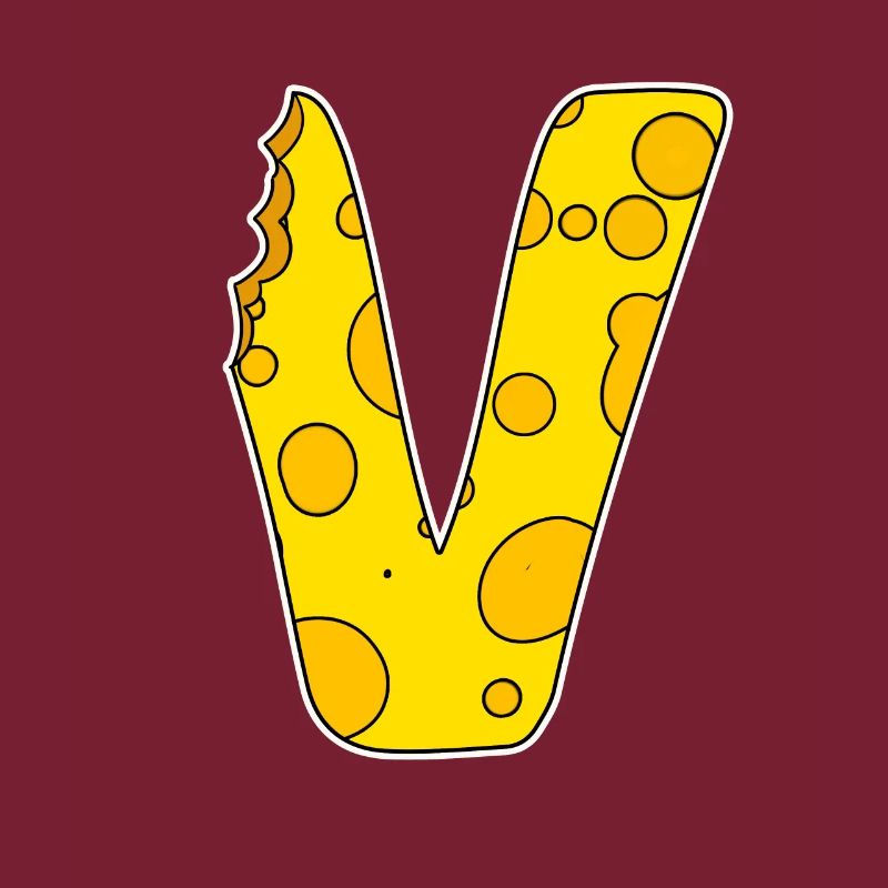 Letter V - Initial Letter V - Cheese Motif