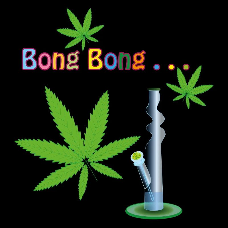 Cannabis Blätter mit Bong