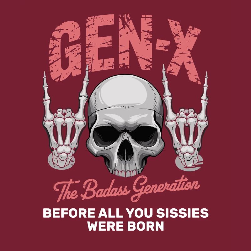 Sarcasm Gen X Badass Skull Retro Design