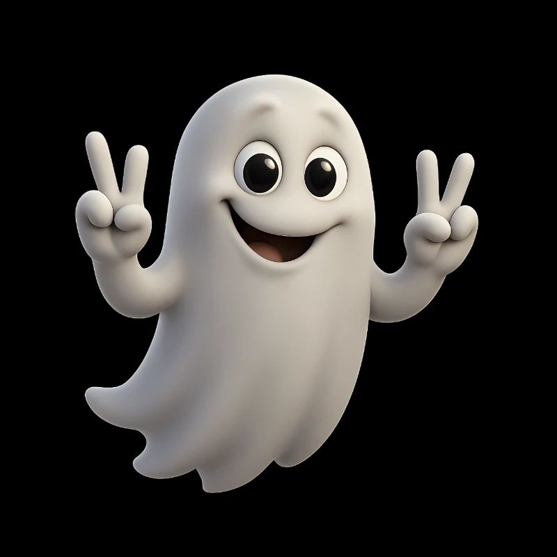 3D Render Cartoon Geister Design mit Peacezeichen