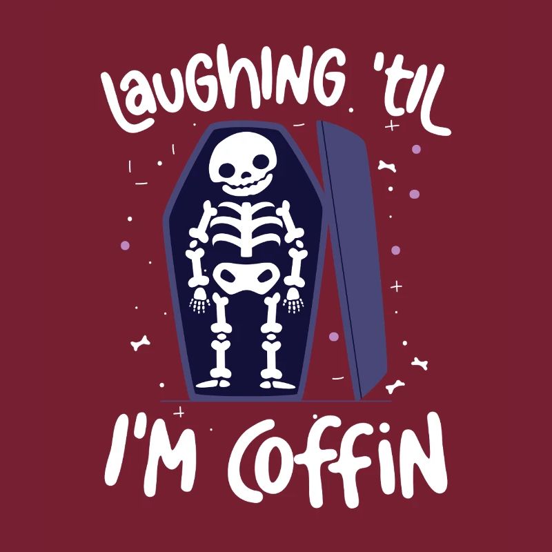 Laughing Til Im Coffin Skeleton Joke Sarcophagus