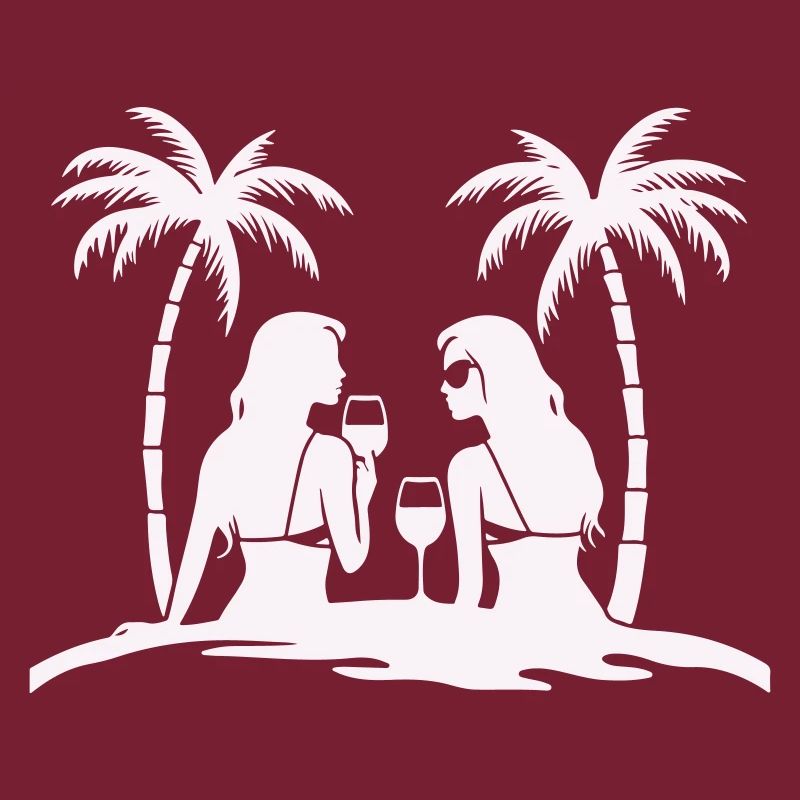 Silhouette style tropical beach night